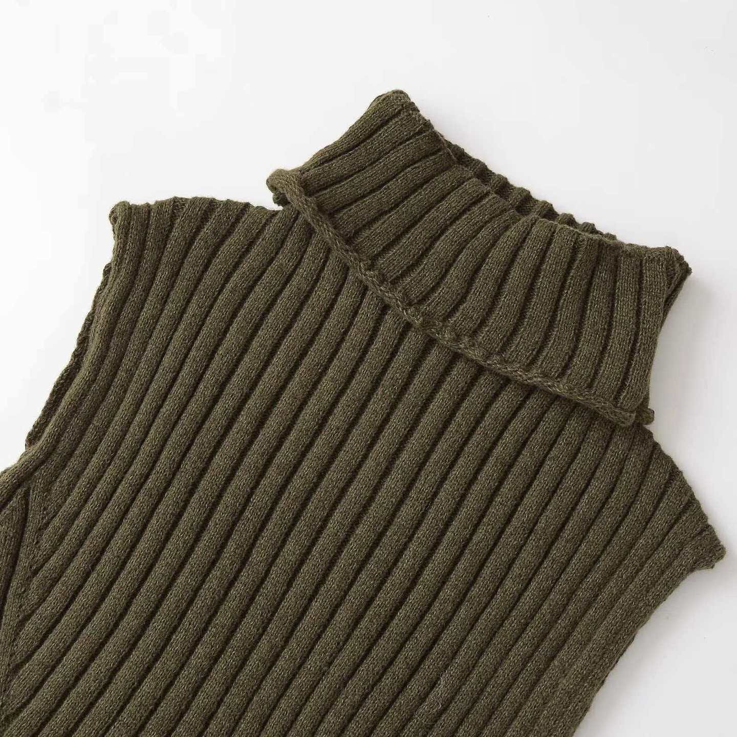 Olive Green High-Neck Knit Top