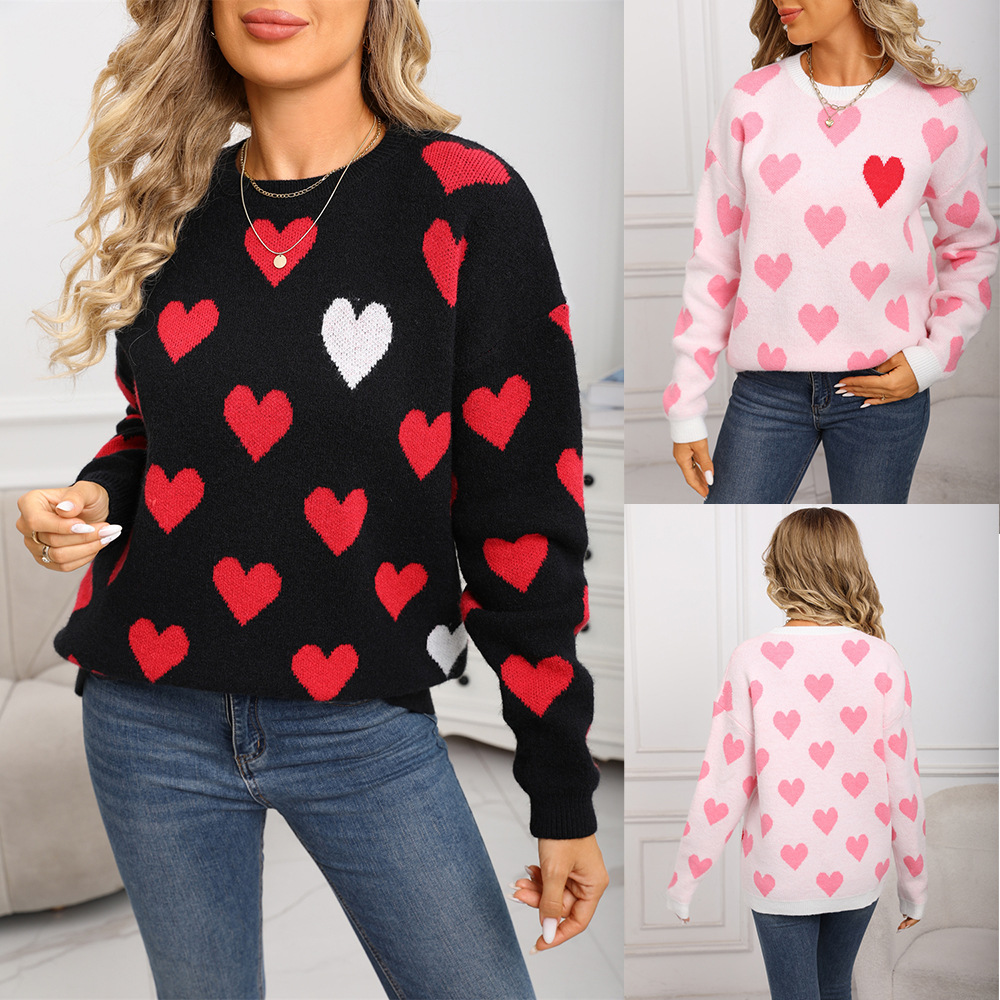 Heart Pattern Warm Knit Pullover Sweater