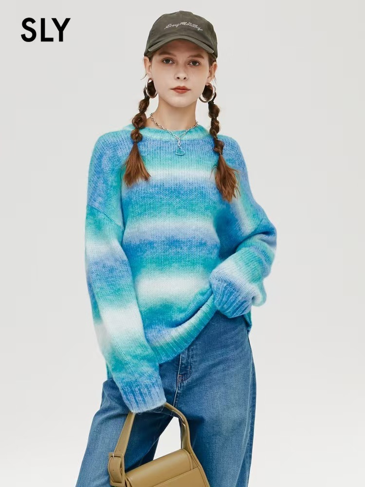 Trendy Color-Block Lazy Style Women's Sweater
