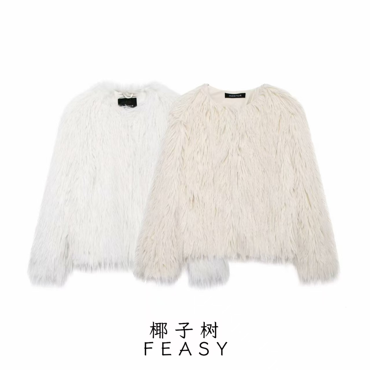 Women's Faux Fur Coat Street Style Round Neck Single-Breasted Long Sleeve