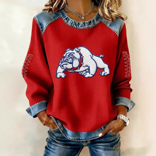 Women's Striped Paw Print Tribal Graphic Crewneck Sweatshirt