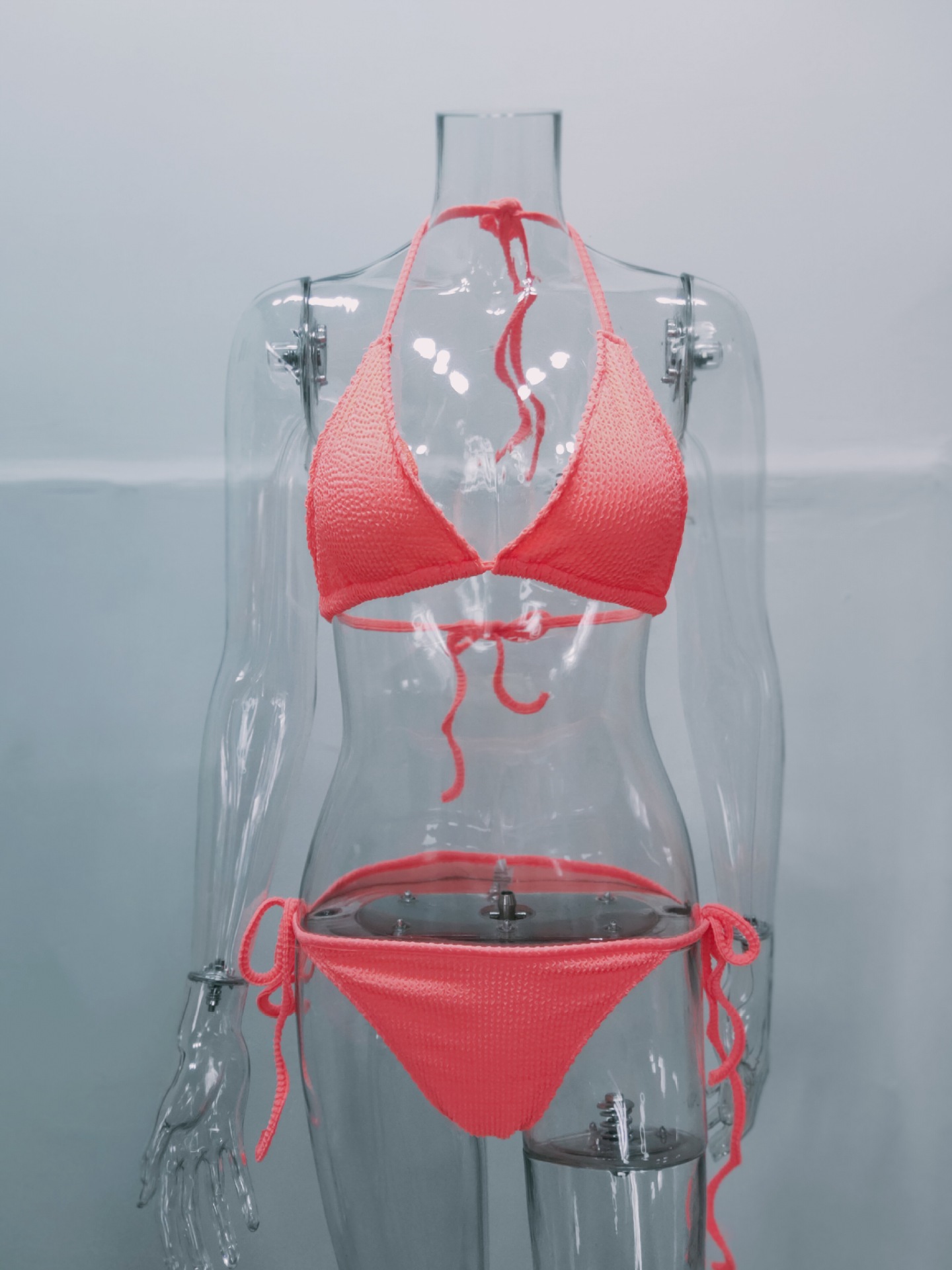 Wave Stripe Neon Strappy Bikini Set Women's Two-Piece Swimsuit