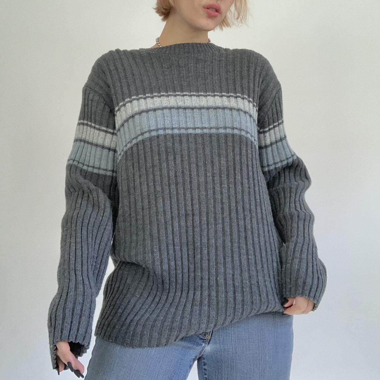 Striped Crewneck Long-Sleeve Knit Sweater