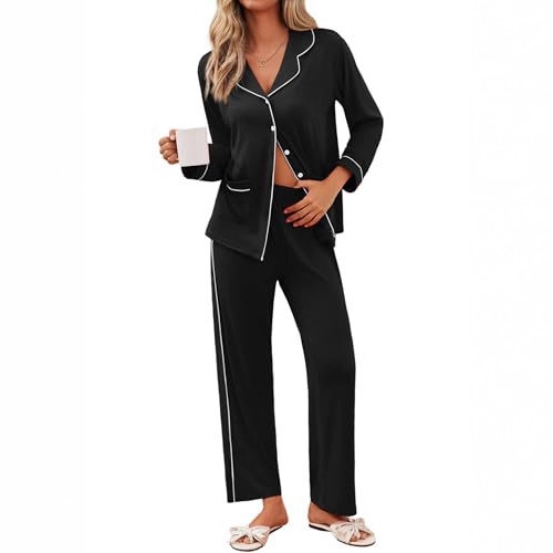Women's Cuban Collar Plaid Skull Print Long Sleeve Top Set
