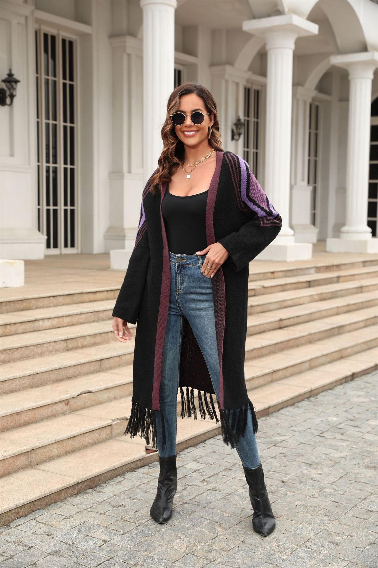 Fringed Long Cardigan Sweater