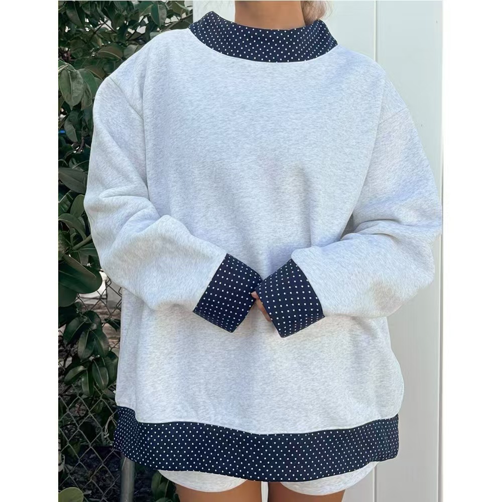 Retro Women's Colorblock Raglan Sleeve Midi Sweatshirt Red Plaid White