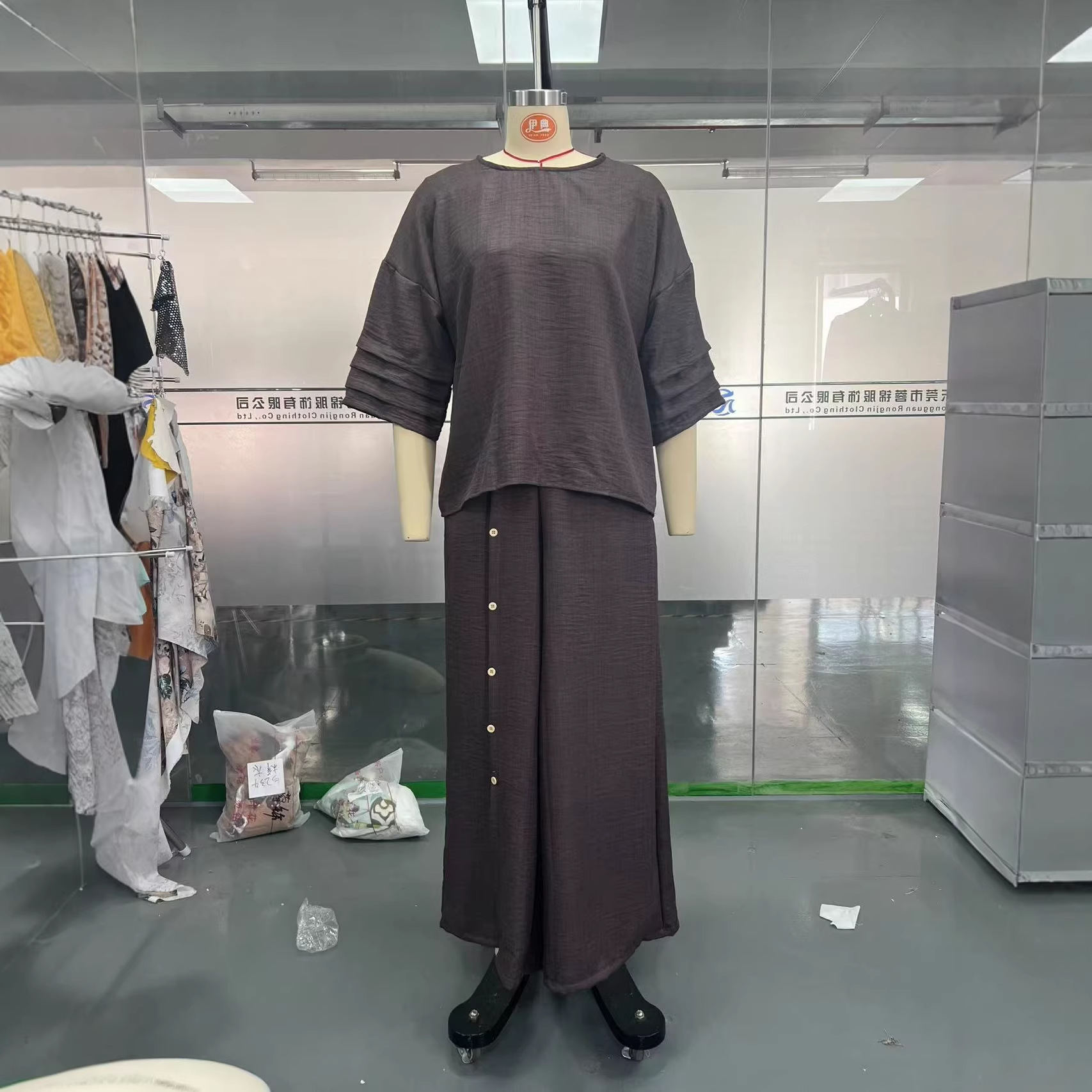 Women's Solid Color Loose Casual Three-Quarter Sleeve Top and Pants Set