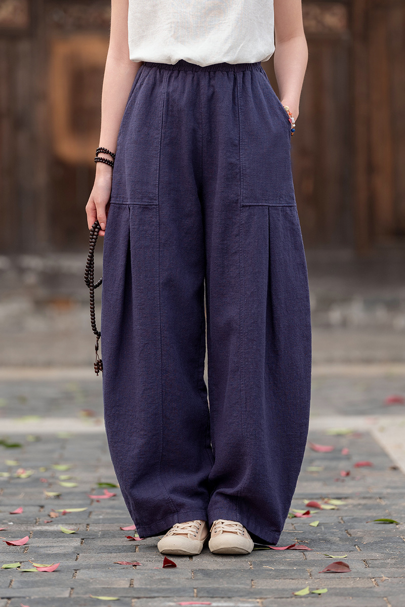 Women's Retro Loose Wide-Leg Lantern Pants Casual