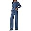 Women's 2-Piece Long Sleeve Crewneck Wide-Leg Lounge Set with Pockets
