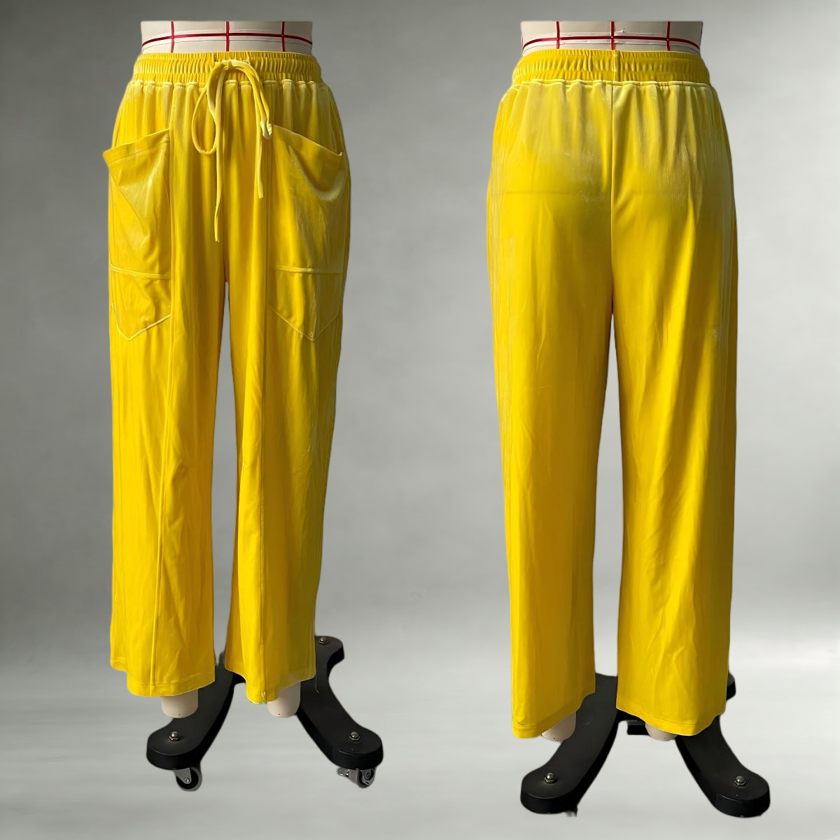Women's Loose Wide-Leg Velvet Pants with Drawstring