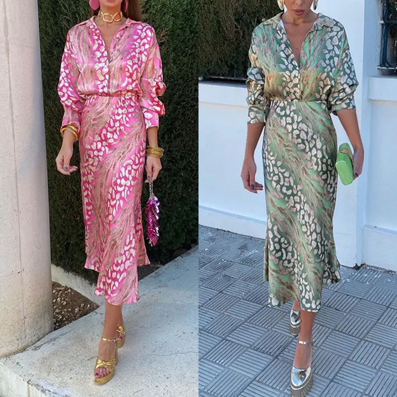 Elegant V-Neck Printed Two-Piece Skirt Set with Tie Detail