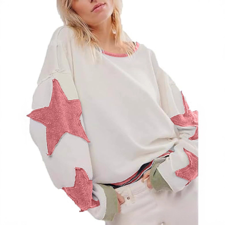 Women's Crewneck Pullover Sweatshirt Loose Fit Long Sleeve Colorblock