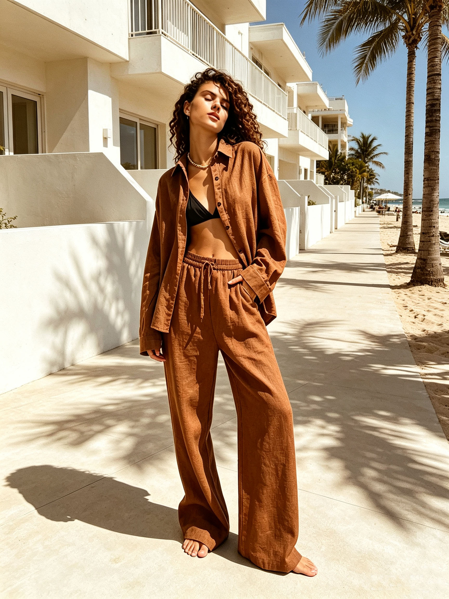 Women's Long-Sleeve Cardigan Two-Piece Casual Set