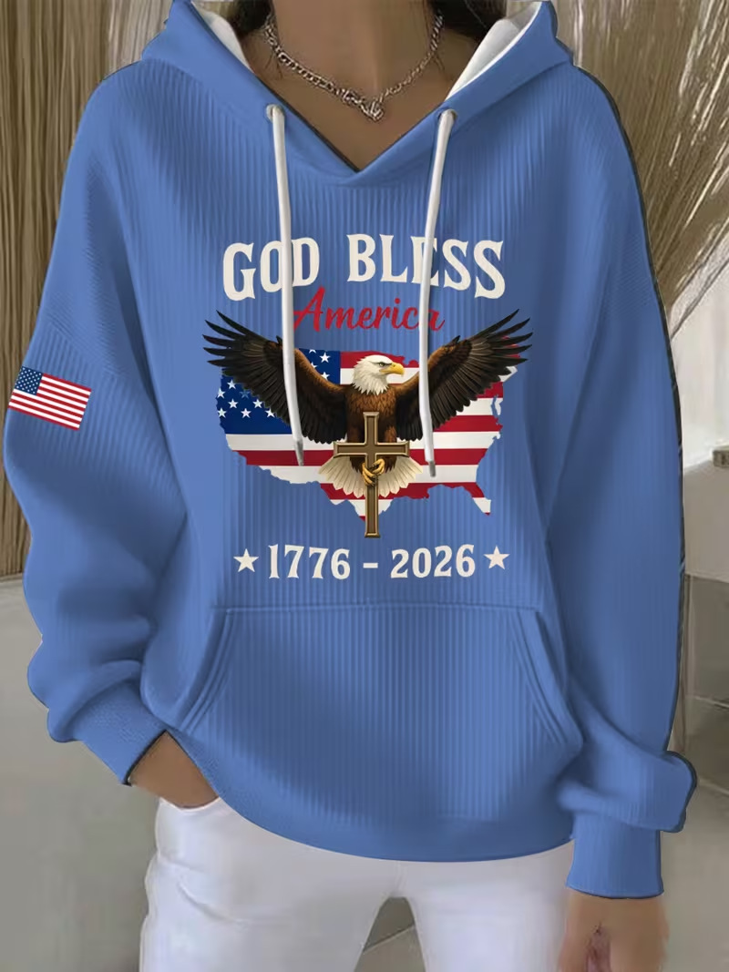 Women's Eagle USA Print Casual Hoodie