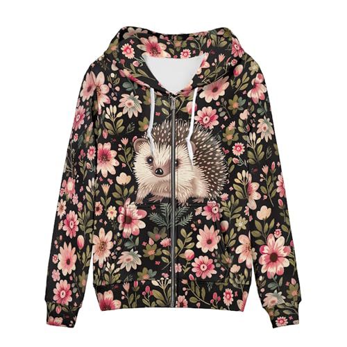 Women's Animal & Floral Print Hoodie Long Sleeve Crewneck