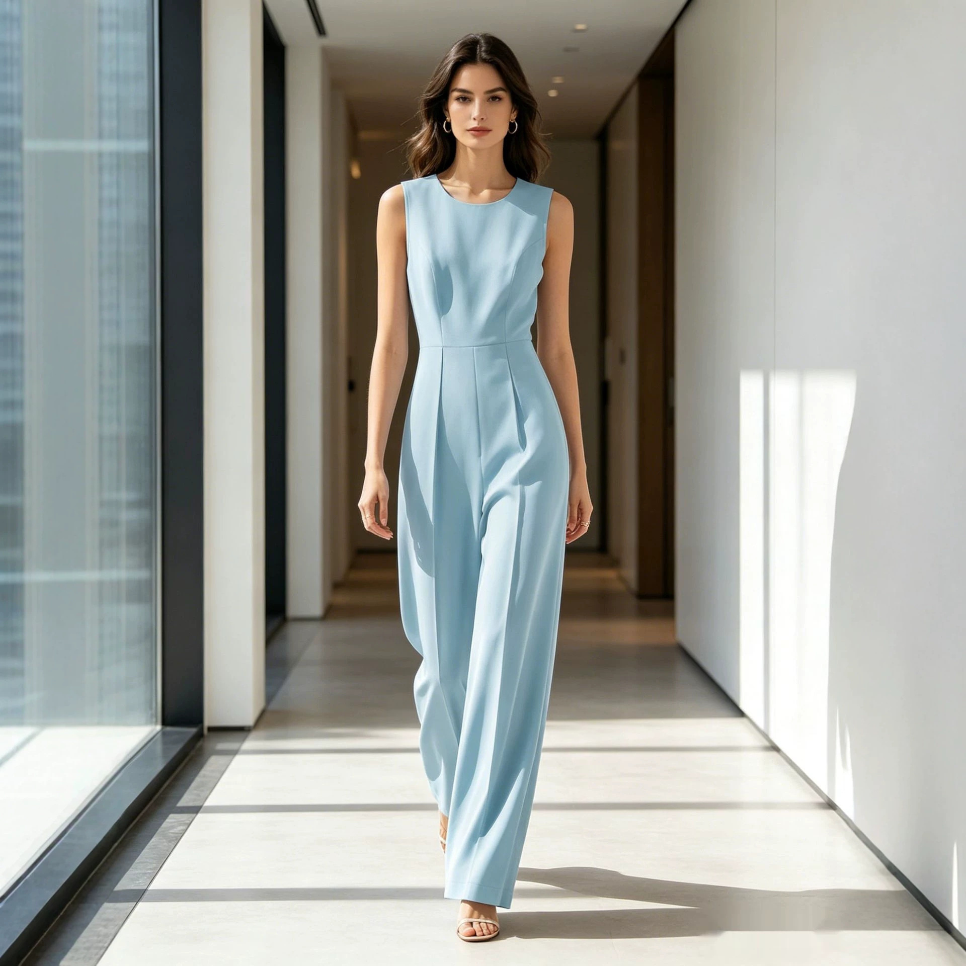 Sleeveless Wide-Leg Jumpsuit with Cinched Waist