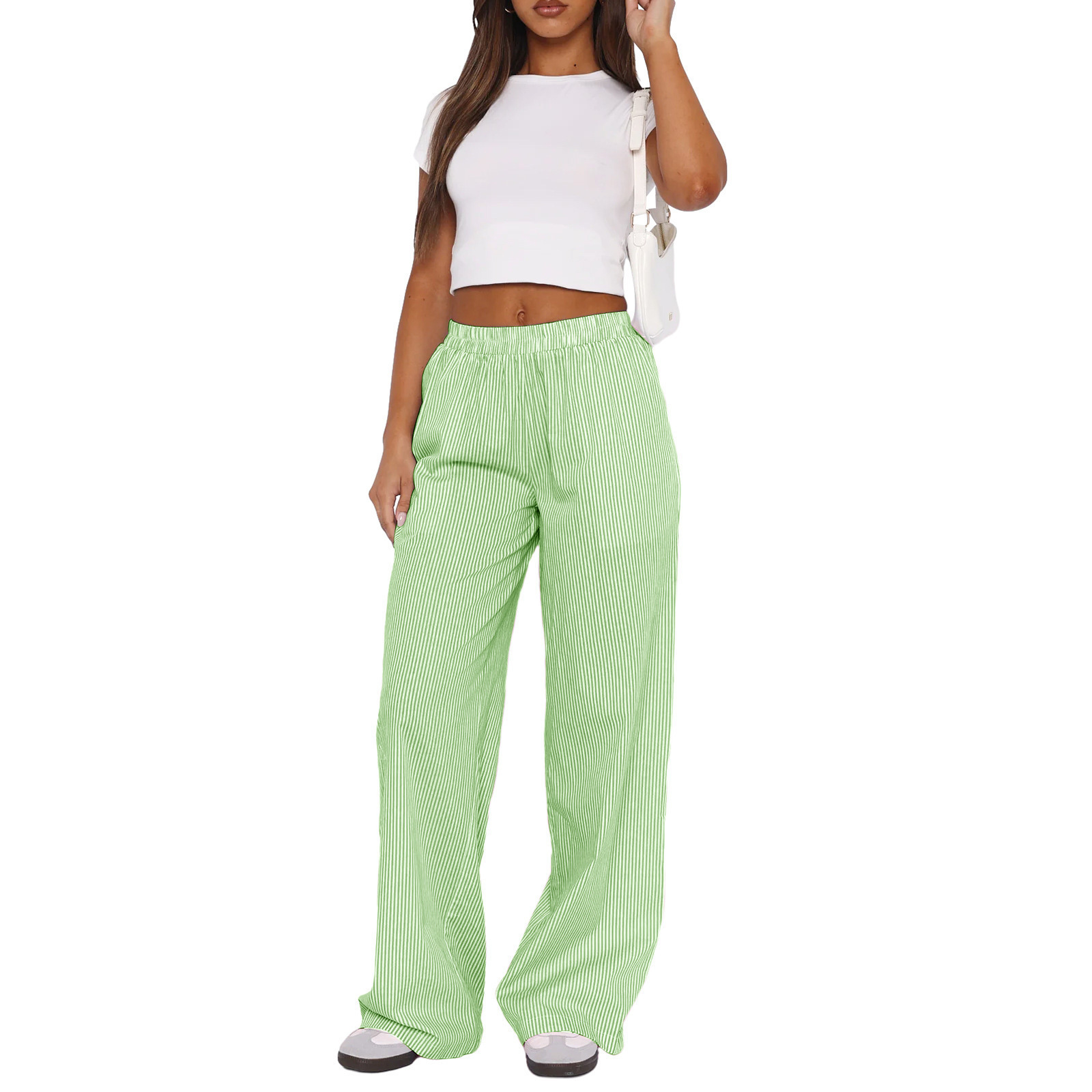 Women's Striped Wide-Leg High-Waist Casual Pants