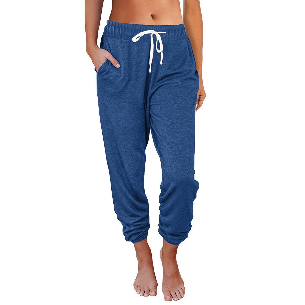 Women's High-Waist Cropped Jogger Pants Loose Fit Cotton Blend
