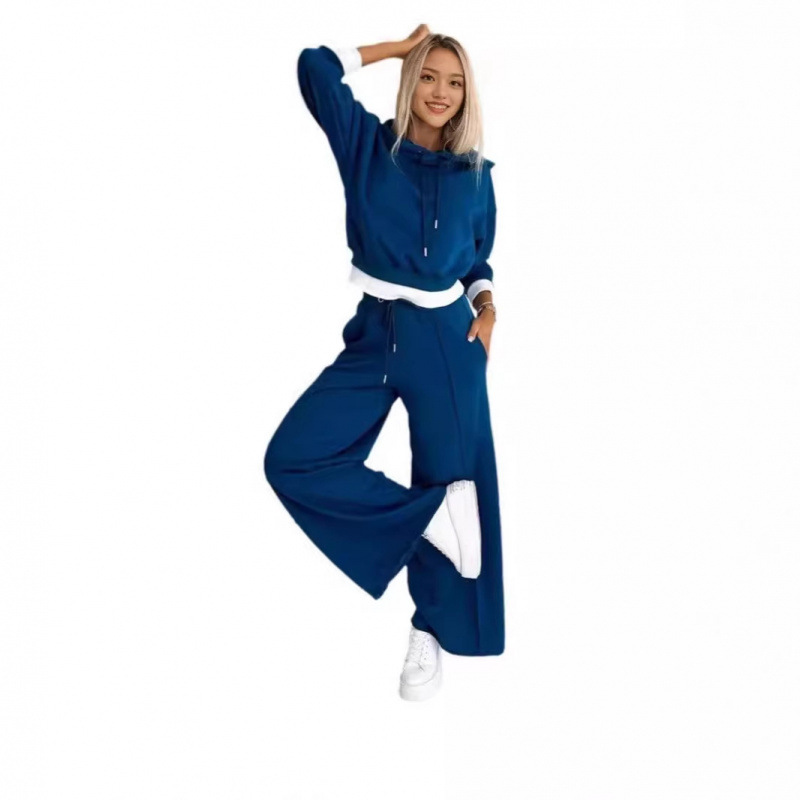 Color-Block Hoodie & Pants Two-Piece Casual Set