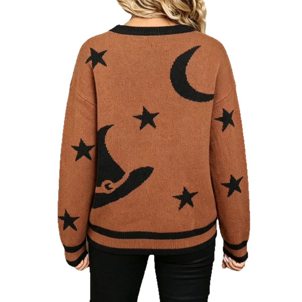 Women's Oversized Crewneck Pullover Sweater Colorblock Knit Top
