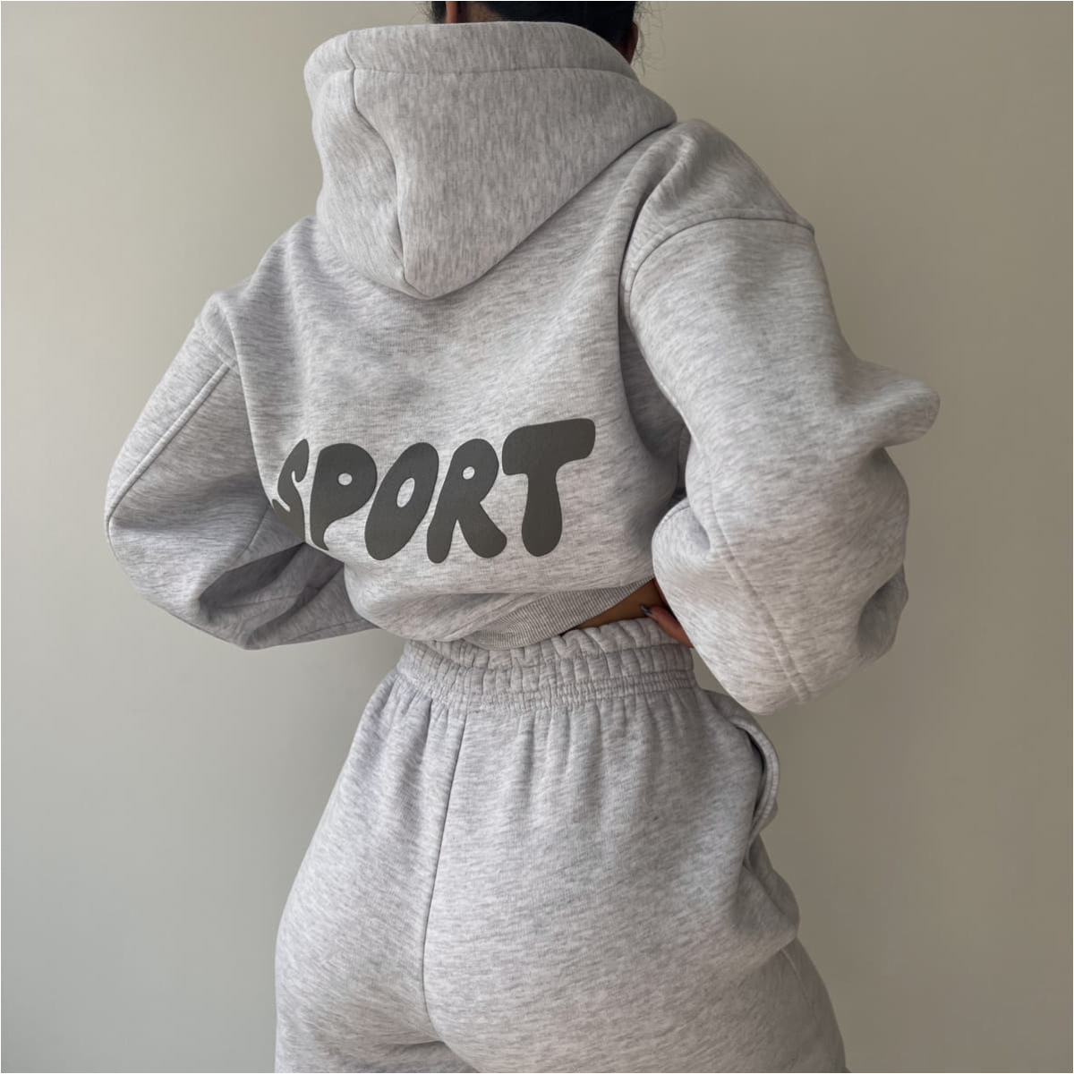 Women's Casual Hooded Print Two-Piece Sweatsuit Set