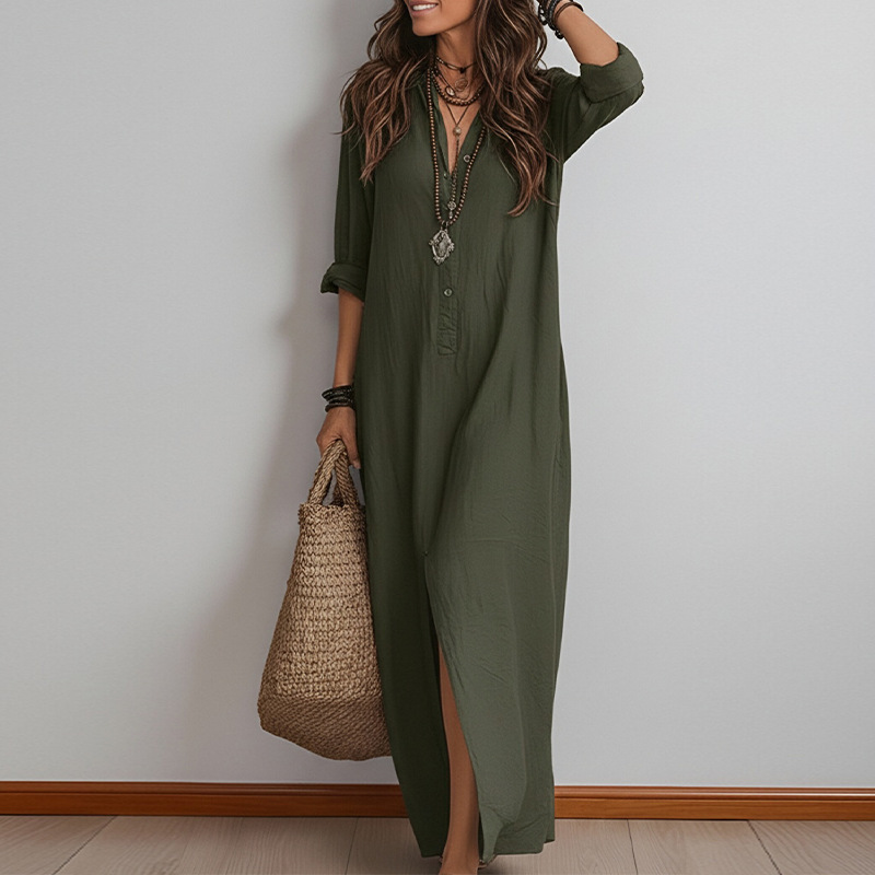 Women's Slim Fit Elegant Solid French Style Long Dress