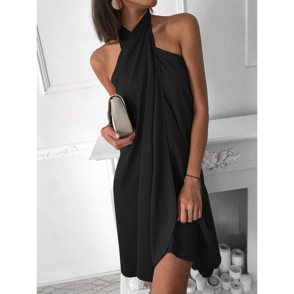 Sexy Halter Neck Loose Irregular Casual Beach Dress