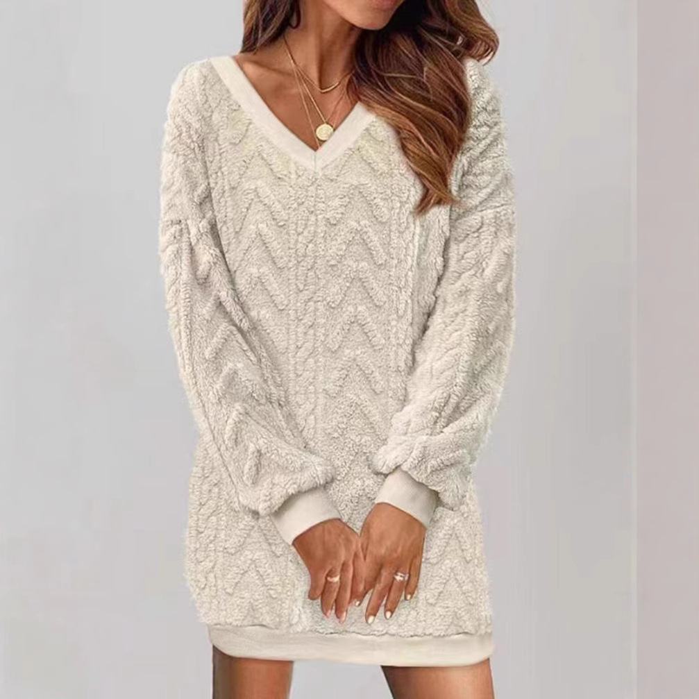 Women's Casual Solid V-Neck Long Sleeve Top