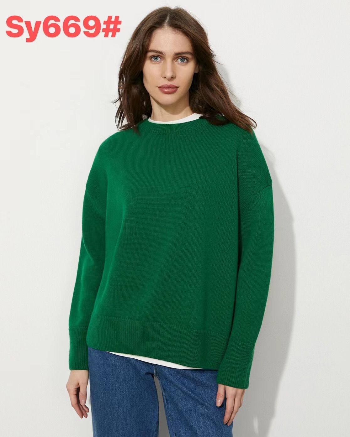 Women's Crewneck Solid Color Pullover Sweater Soft Casual