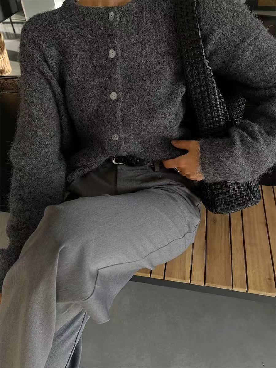 Soft Knit Cardigan with Vintage Shell Buttons