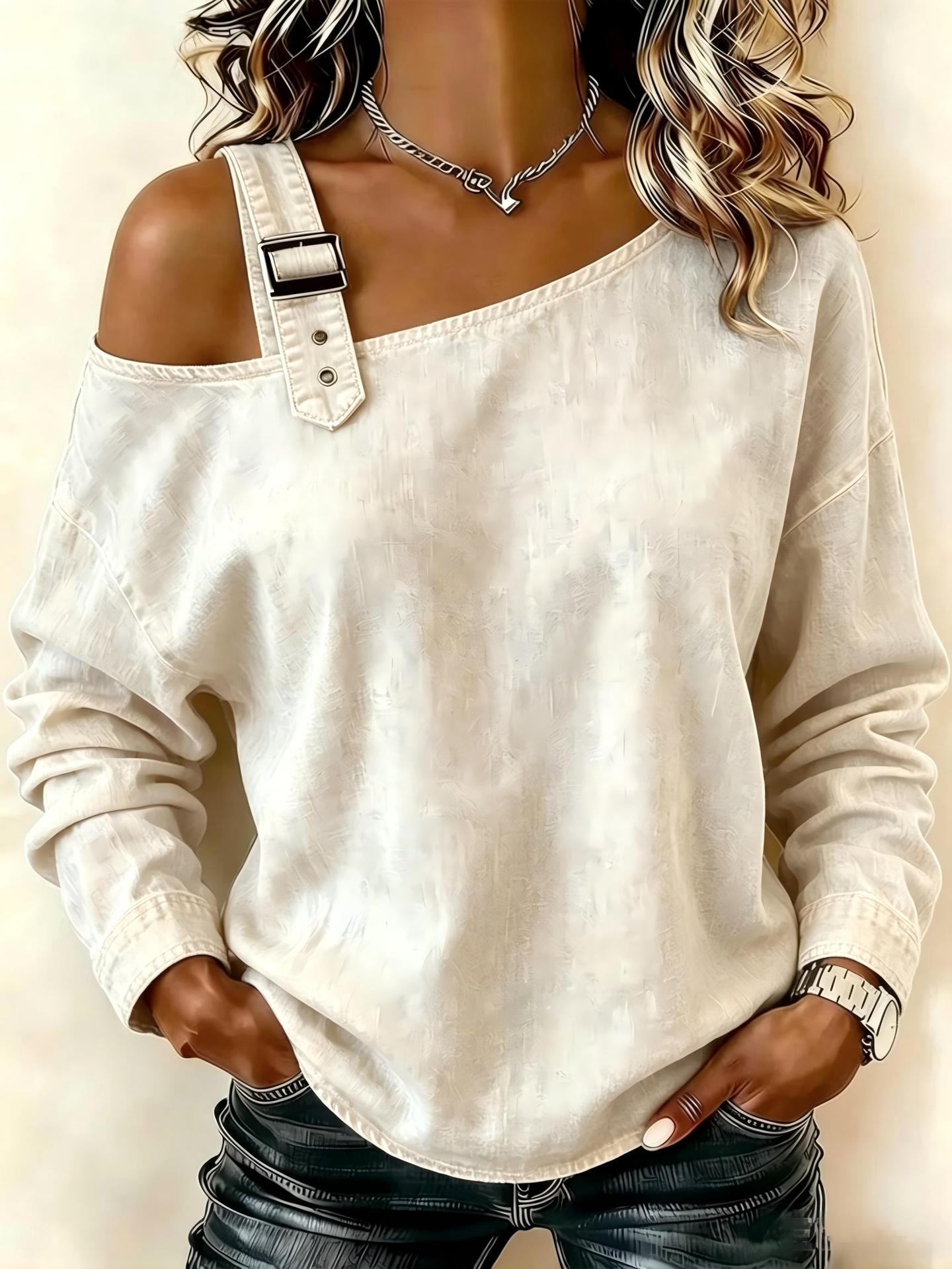 Gradient Wash Digital Print Crewneck Long-Sleeve Pullover Sweatshirt