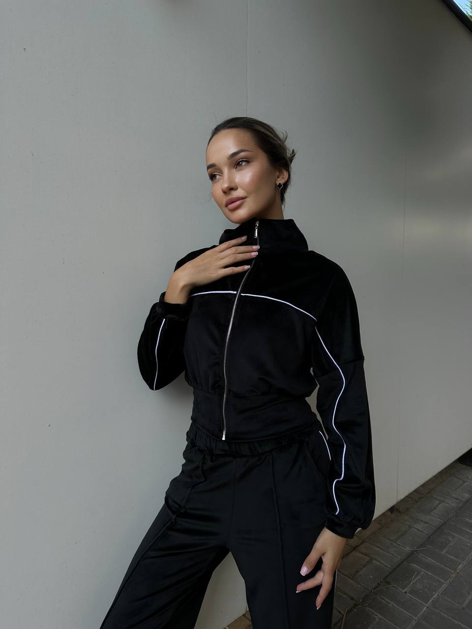 Women's Casual Two-Piece Set Long Sleeve Cardigan Sweatshirt & Striped Pants