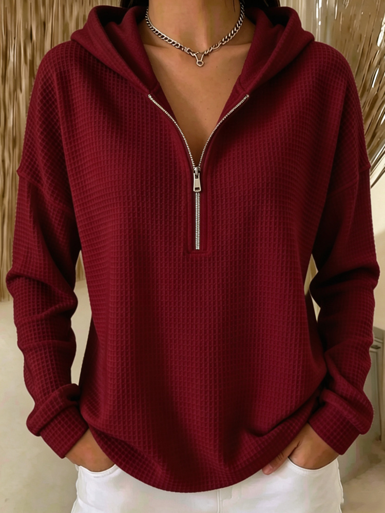 Women's Waffle Knit Zip-Up Hoodie