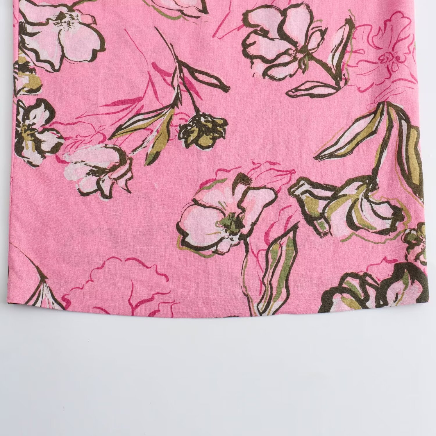 Women's Printed A-Line Dress with Short Sleeves and High Waist
