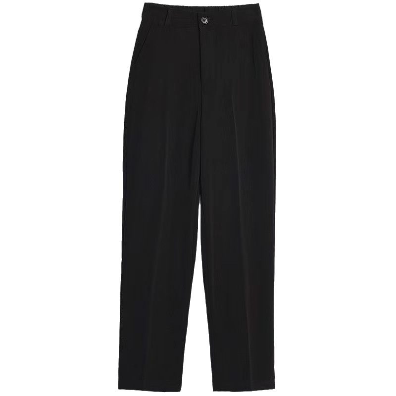 High-Waisted Black Straight-Leg Dress Pants for Women