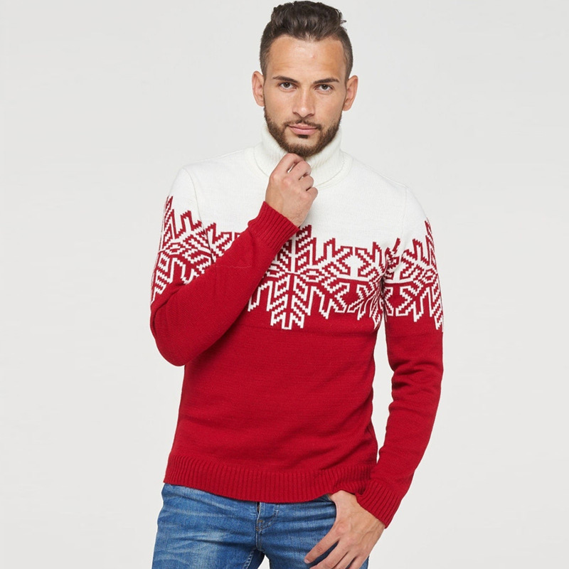 Matching Family Christmas Sweater Red Turtleneck Pullover Long Sleeve