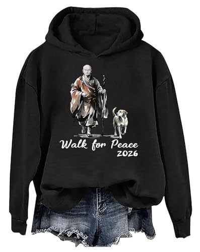 Women's Peace & Light Monk Print Casual Hoodie