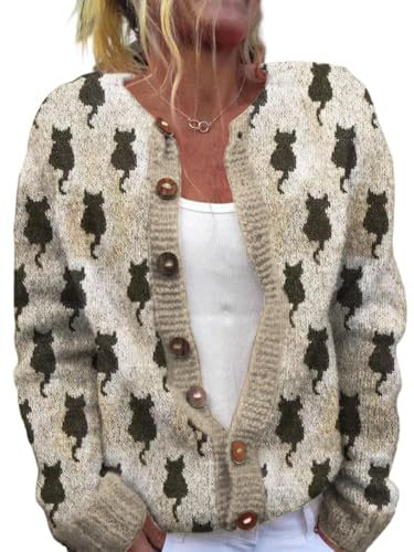 Women's Animal Boho Print Button Cardigan Sweater