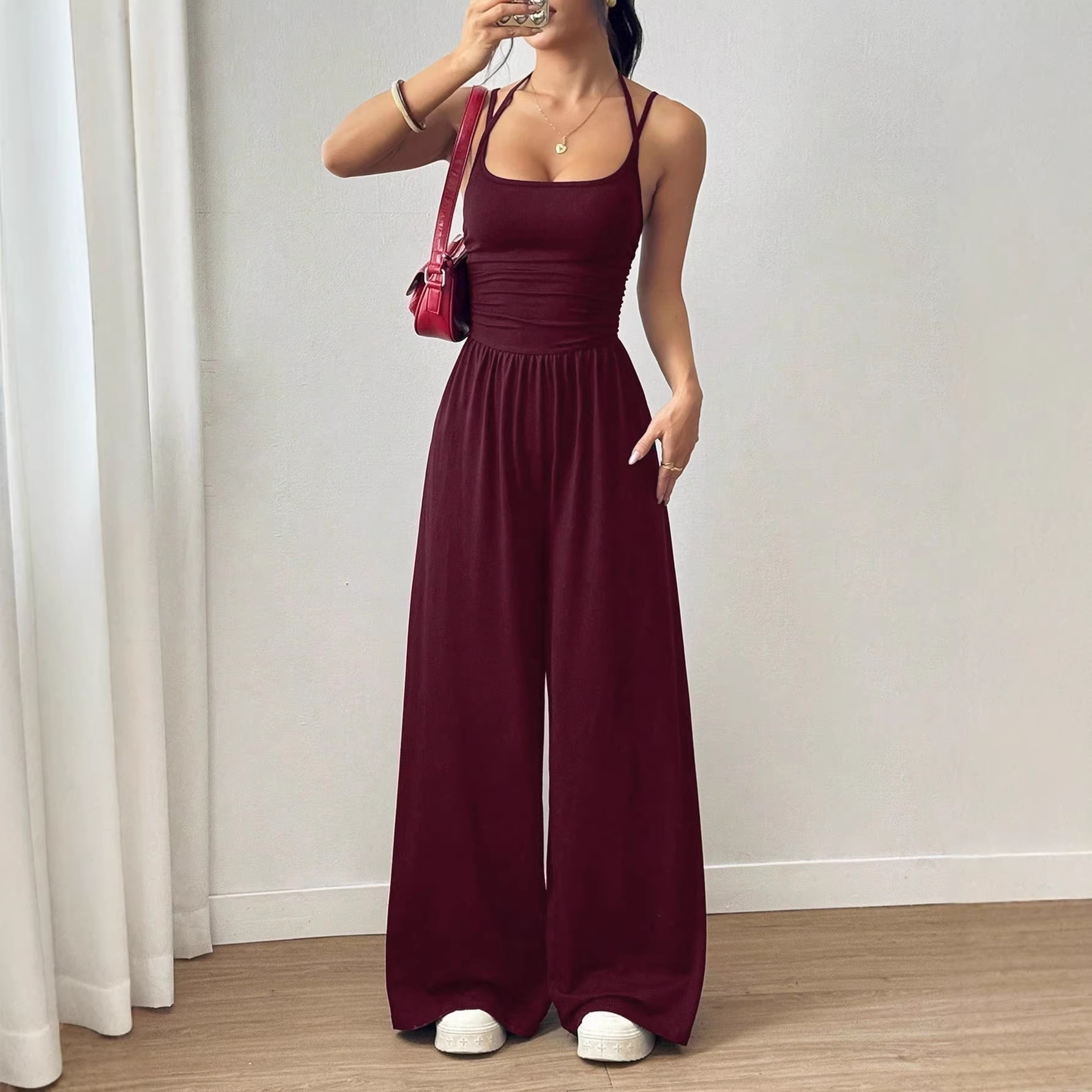 Women's Summer Sleeveless Wide-Leg Jumpsuit Casual Tube Top