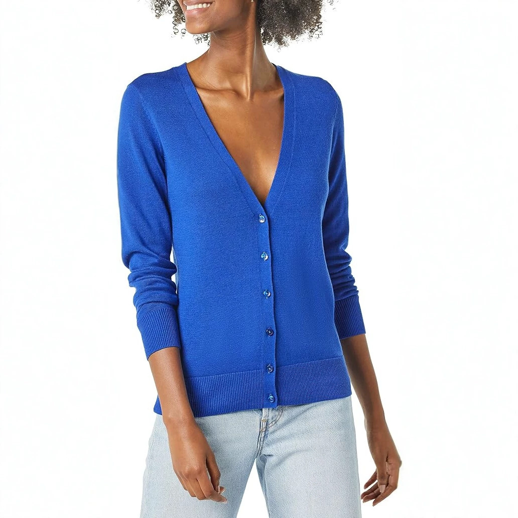 Women's Knit Single-Breasted Long-Sleeve Cardigan Sweater