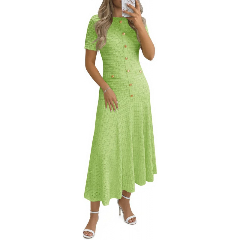 Elegant Solid Short-Sleeve Bodycon Knit Dress