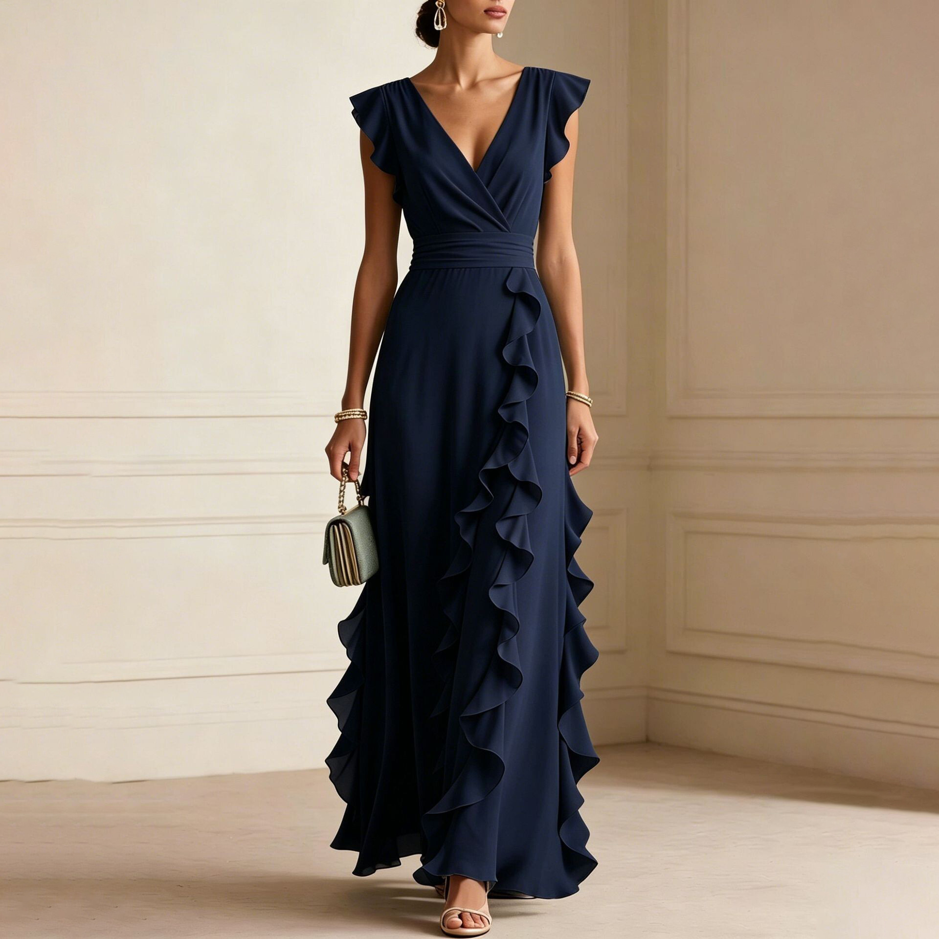 Women's Light Luxury French Style Solid Color Slim Fit Dress