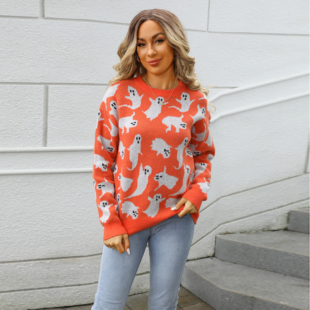 Halloween Animal Jacquard Knit Pullover Sweater