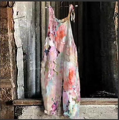 Sweet Floral Print Wide-Leg Jumpsuit