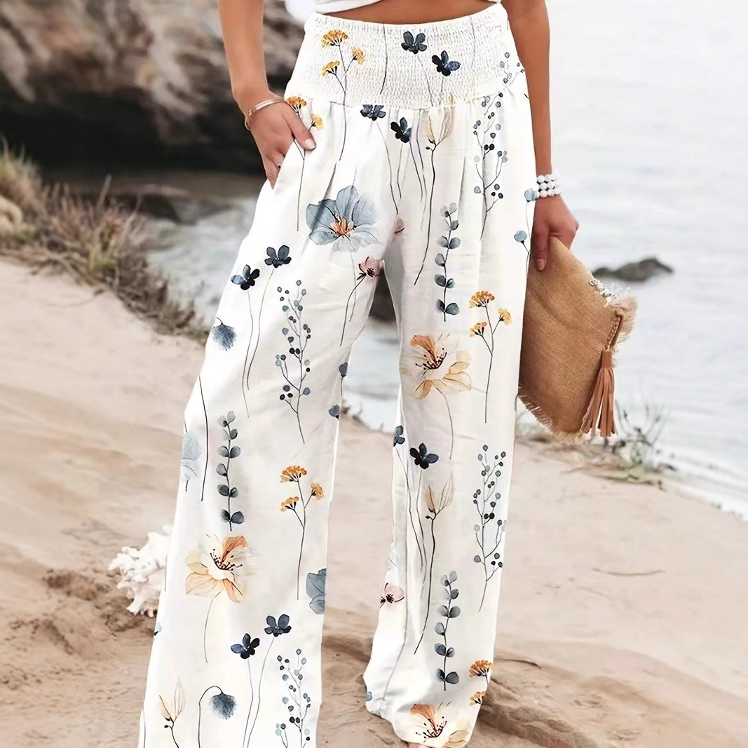 Printed High-Waist Wide-Leg Women's Pants