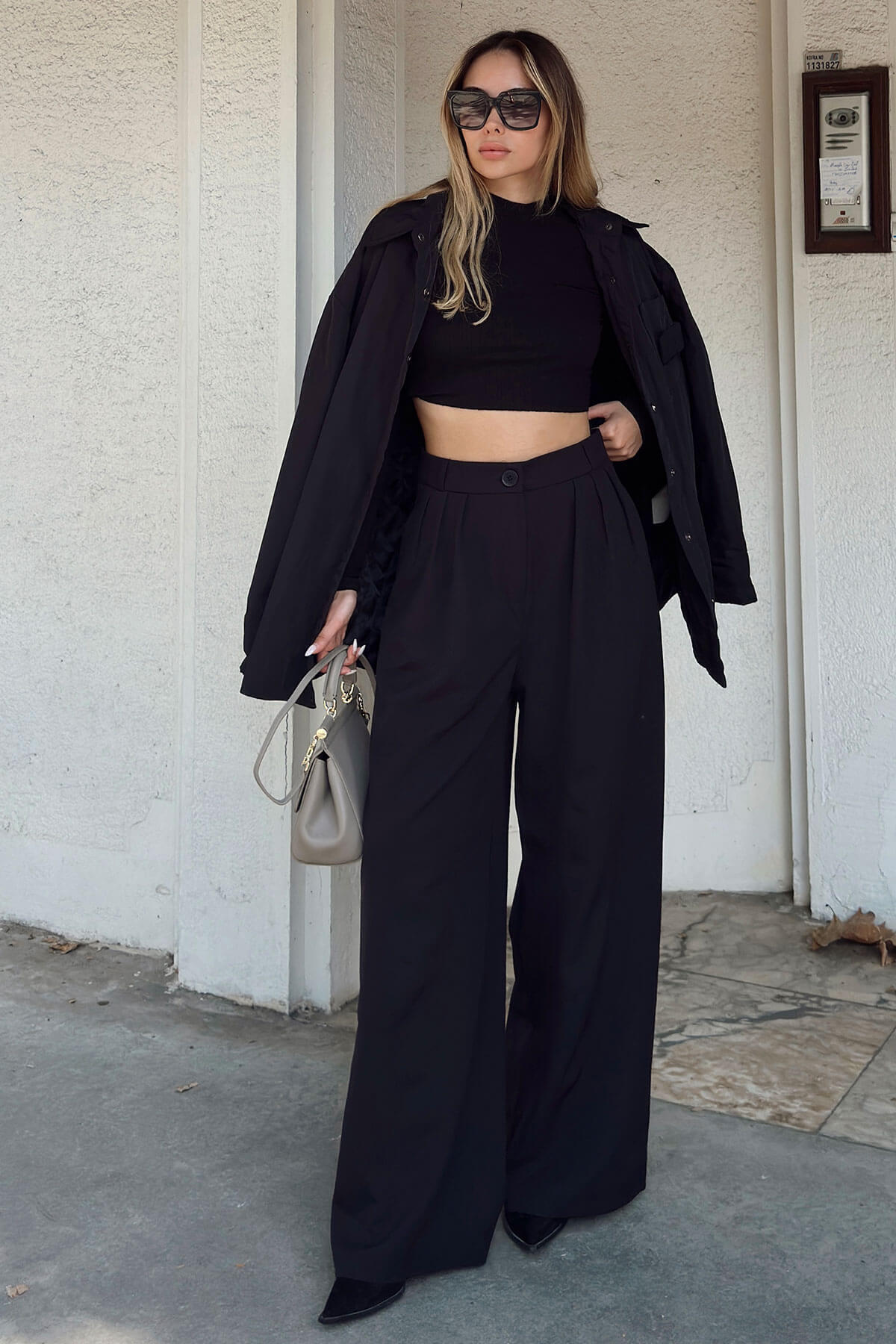 Y2K Button-Fly Wide-Leg Suit Pants for Women
