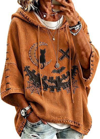 Halloween Witch Smiley Pumpkin 3D Print Loose Hoodie