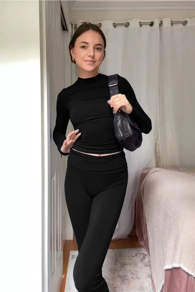 Women's Retro Hong Kong Style Two-Piece Cotton Casual Set