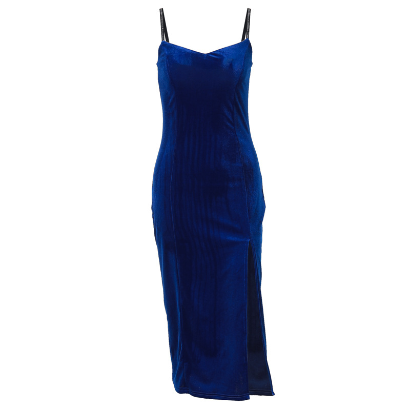 Women's Velvet Rhinestone Cami Party Dress