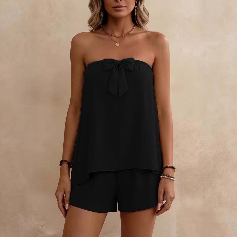 Women's Ruffle Trim Cami and Shorts Two-Piece Set Casual Minimalist